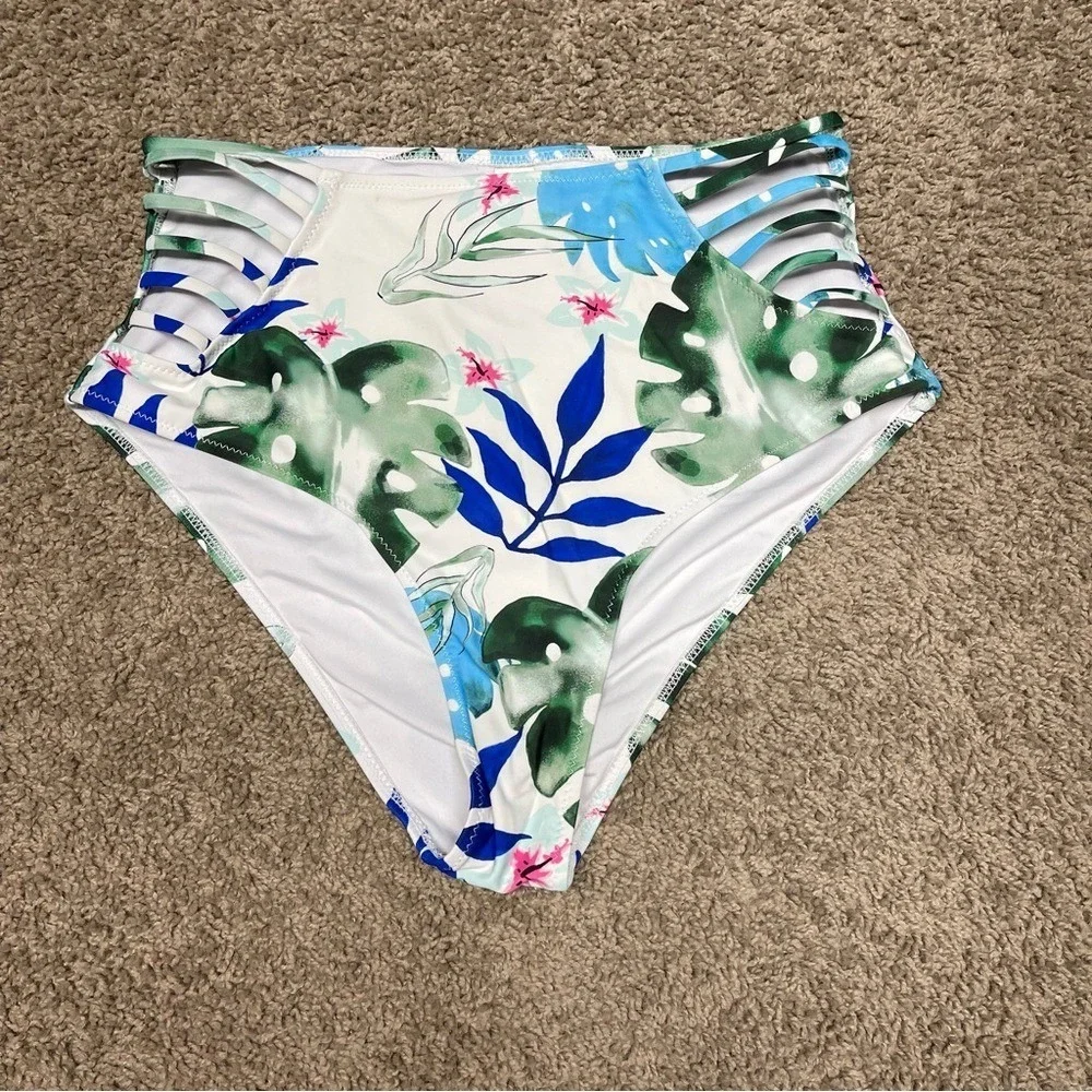 Cupshe bikini bottoms size XL tropical‎ beach swimsuit Hawaiian bright womens